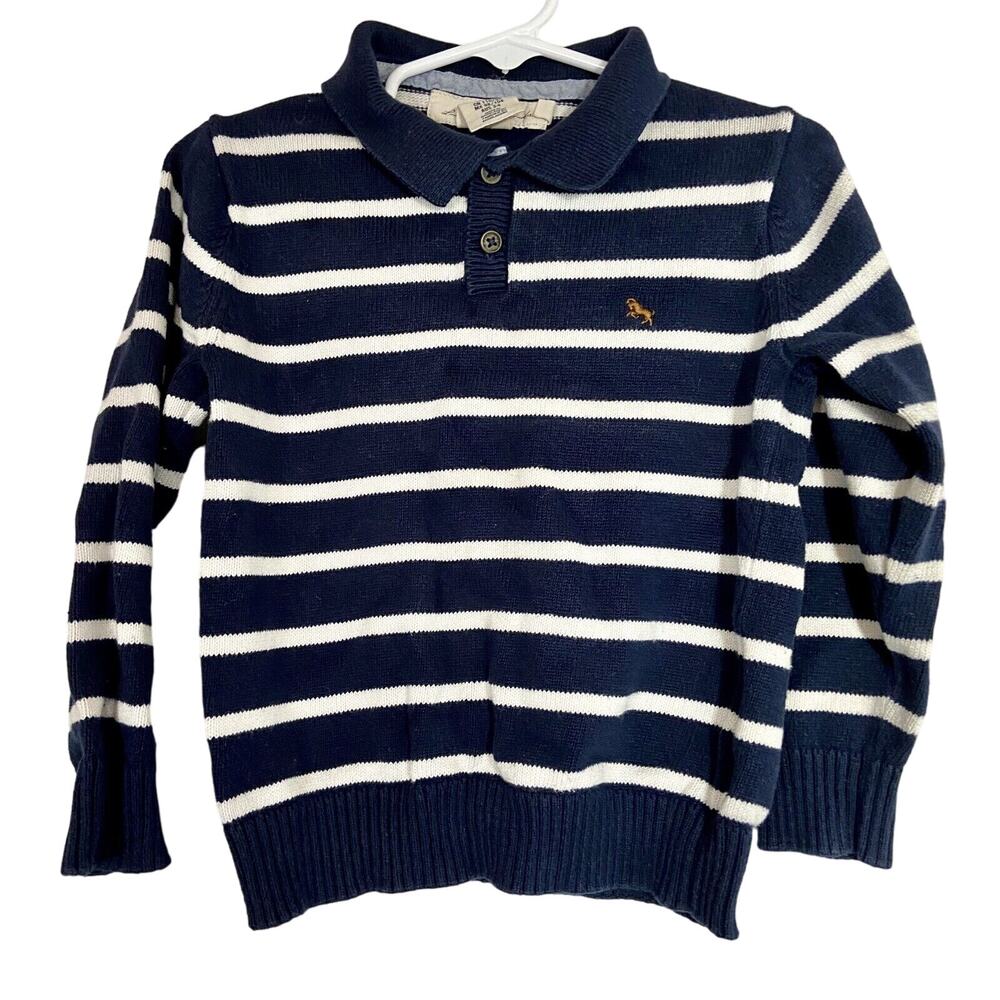 L.O.G.G Sweater Boy Toddler Sz 2T Navy Blue White Striped Long Sleeve Preppy